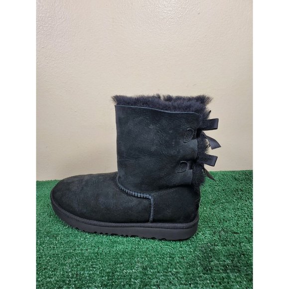 UGG Australia Boots Youth 6 Black Bailey Bow II Winter Shearling Flats 1017394K - Picture 5 of 10